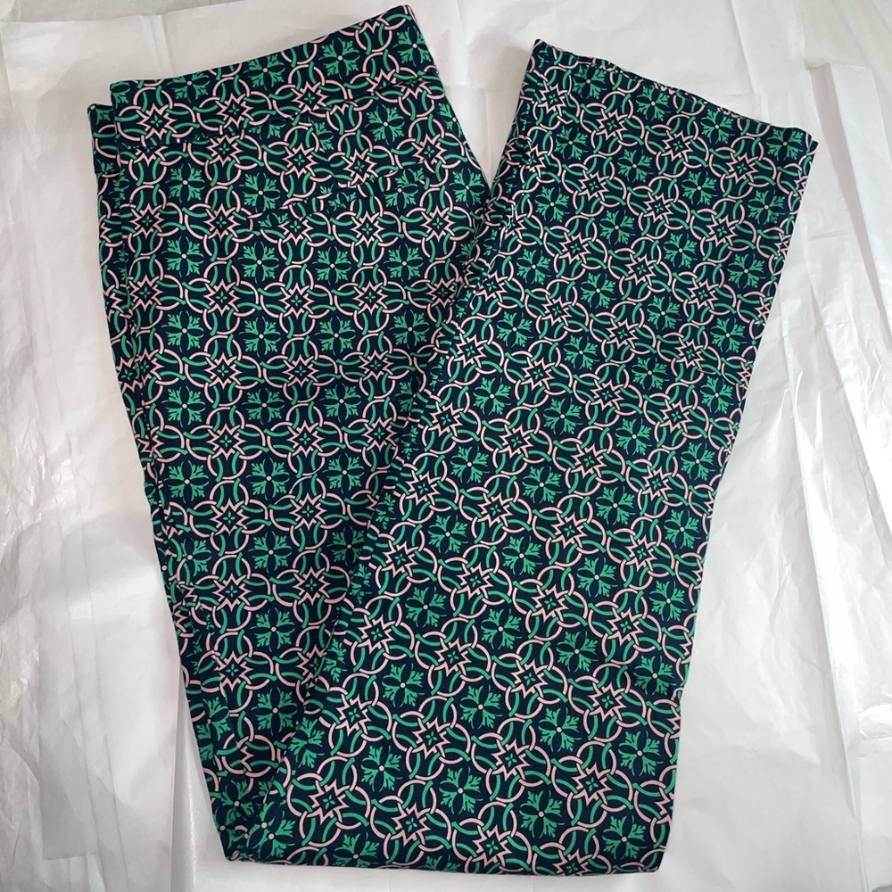 J. Crew Green and Pink Patterned Pants - Picture 2 of 3